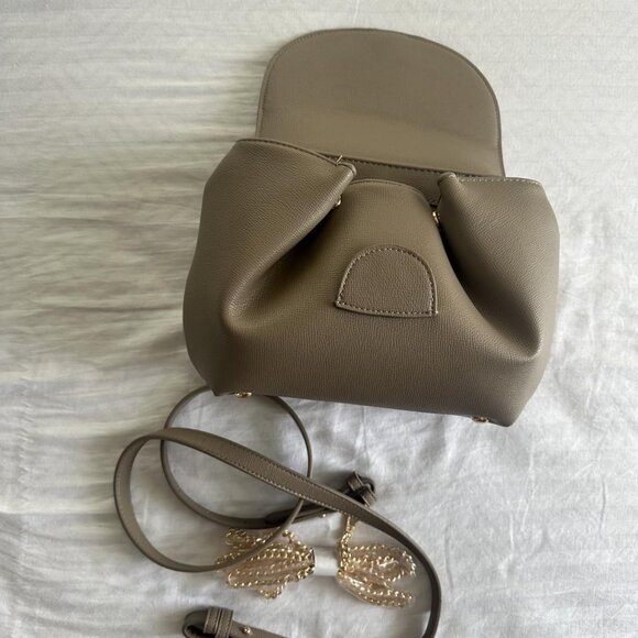 Neiman Marcus Vegan Leather Grey Top Handle Flap Bag - Picture 3 of 4